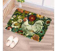 Luoweisi Door Mats Outdoor Indoor 90 x 60 cm, High Absorbent Non Slip Floor Mat Welcome Entrance Doormats Machine Washable Low Profile Doormat (Flowers Chicken)