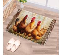 Luoweisi Door Mats Outdoor Indoor 90 x 60 cm, High Absorbent Non Slip Floor Mat Welcome Entrance Doormats Machine Washable Low Profile Doormat (Fram Chicken)