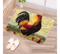 Luoweisi Door Mats Outdoor Indoor 90 x 60 cm, High Absorbent Non Slip Floor Mat Welcome Entrance Doormats Machine Washable Low Profile Doormat (Chicken Rooster Fram)