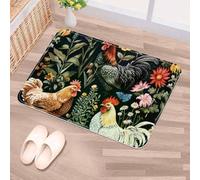 Luoweisi Door Mats Outdoor Indoor 90 x 60 cm, High Absorbent Non Slip Floor Mat Welcome Entrance Doormats Machine Washable Low Profile Doormat (Chicken Flowers)