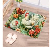 Luoweisi Door Mats Outdoor Indoor 90 x 60 cm, High Absorbent Non Slip Floor Mat Welcome Entrance Doormats Machine Washable Low Profile Doormat (Chicken Flowers)
