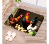 Luoweisi Door Mats Outdoor Indoor 90 x 60 cm, High Absorbent Non Slip Floor Mat Welcome Entrance Doormats Machine Washable Low Profile Doormat (Rooster Chicken)