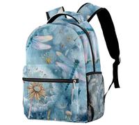 Luoweisi Dragonfly Dandelion School Bag Backpack for Boys Girls Lightweight Rucksack Casual Daypack Book Bag for Travel Sports