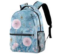 Luoweisi Dragonfly Dandelions School Bag Backpack for Boys Girls Lightweight Rucksack Casual Daypack Book Bag for Travel Sports
