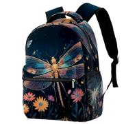 Luoweisi Dragonfly Floral School Bag Backpack for Boys Girls Lightweight Rucksack Casual Daypack Book Bag for Travel Sports