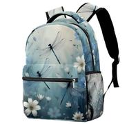 Luoweisi Dragonfly Flower School Bag Backpack for Boys Girls Lightweight Rucksack Casual Daypack Book Bag for Travel Sports
