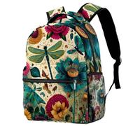 Luoweisi Dragonfly Flowers School Bag Backpack for Boys Girls Lightweight Rucksack Casual Daypack Book Bag for Travel Sports
