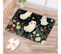 Luoweisi Ghosts Floral Door Mat 50 x 80 cm, Non-Slip Machine Washable Entryway Rug, Dog Door Mat, Super Absorbent Entry Rug for Front Door, Back Door, Kitchen, Bathroom
