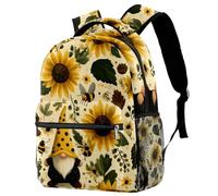 Luoweisi Gnomes Bee Sunflowers School Bag Backpack for Boys Girls Lightweight Rucksack Casual Daypack Book Bag for Travel Sports