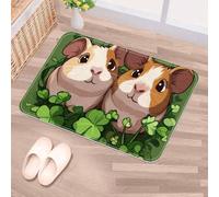 Luoweisi Guinea Pigs Green Clover Door Mat 50 x 80 cm, Non-Slip Machine Washable Entryway Rug, Dog Door Mat, Super Absorbent Entry Rug for Front Door, Back Door, Kitchen, Bathroom