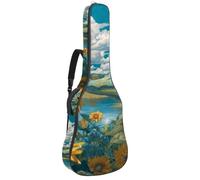 Luoweisi Guitar Bag Full Size, 39 40 41inch Acoustic Classical Guitar Gig Bag 10mm Thick Padded, Alligator Sunflower Guitar Case Waterproof with Pocket Adjustable Shoulder Strap, Shockproof