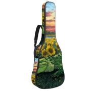 Luoweisi Guitar Bag Full Size, 39 40 41inch Acoustic Classical Guitar Gig Bag 10mm Thick Padded, Alligator Sunflower Guitar Case Waterproof with Pocket Adjustable Shoulder Strap, Shockproof