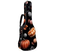 Luoweisi Guitar Bag Full Size, 39 40 41inch Acoustic Classical Guitar Gig Bag 10mm Thick Padded, Buffalo Plaid Pumpkin Candy Guitar Case Waterproof with Pocket Adjustable Shoulder Strap
