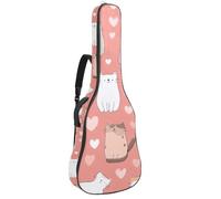 Luoweisi Guitar Bag Full Size, 39 40 41inch Acoustic Classical Guitar Gig Bag 10mm Thick Padded, Cats Hearts Guitar Case Waterproof with Pocket Adjustable Shoulder Strap, Shockproof