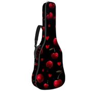 Luoweisi Guitar Bag Full Size, 39 40 41inch Acoustic Classical Guitar Gig Bag 10mm Thick Padded, Cherries Red Hearts Guitar Case Waterproof with Pocket Adjustable Shoulder Strap, Shockproof