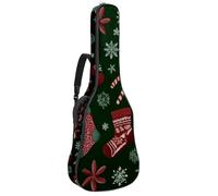 Luoweisi Guitar Bag Full Size, 39 40 41inch Acoustic Classical Guitar Gig Bag 10mm Thick Padded, Christmas Reindeer Stocks Guitar Case Waterproof with Pocket Adjustable Shoulder Strap