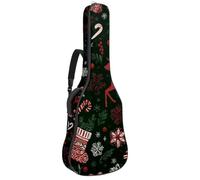 Luoweisi Guitar Bag Full Size, 39 40 41inch Acoustic Classical Guitar Gig Bag 10mm Thick Padded, Christmas Reindeer Candy Canes Guitar Case Waterproof with Pocket Adjustable Shoulder Strap