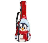 Luoweisi Guitar Bag Full Size, 39 40 41inch Acoustic Classical Guitar Gig Bag 10mm Thick Padded, Christmas Penguin Snowflake Guitar Case Waterproof with Pocket Adjustable Shoulder Strap