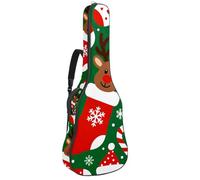 Luoweisi Guitar Bag Full Size, 39 40 41inch Acoustic Classical Guitar Gig Bag 10mm Thick Padded, Christmas Reindeer Candy Canes Guitar Case Waterproof with Pocket Adjustable Shoulder Strap
