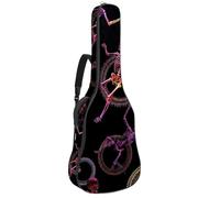 Luoweisi Guitar Bag Full Size, 39 40 41inch Acoustic Classical Guitar Gig Bag 10mm Thick Padded, Dance Skeletons Circle Guitar Case Waterproof with Pocket Adjustable Shoulder Strap, Shockproof