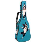 Luoweisi Guitar Bag Full Size, 39 40 41inch Acoustic Classical Guitar Gig Bag 10mm Thick Padded, Dancing Boston Terrier Dogs Guitar Case Waterproof with Pocket Adjustable Shoulder Strap