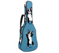 Luoweisi Guitar Bag Full Size, 39 40 41inch Acoustic Classical Guitar Gig Bag 10mm Thick Padded, Dancing Boston Terrier Dogs Guitar Case Waterproof with Pocket Adjustable Shoulder Strap