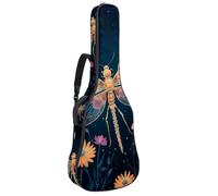 Luoweisi Guitar Bag Full Size, 39 40 41inch Acoustic Classical Guitar Gig Bag 10mm Thick Padded, Dragonfly Floral Guitar Case Waterproof with Pocket Adjustable Shoulder Strap, Shockproof