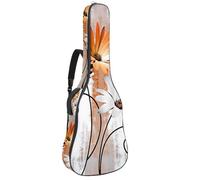 Luoweisi Guitar Bag Full Size, 39 40 41inch Acoustic Classical Guitar Gig Bag 10mm Thick Padded, Farm Orange Daisy Butterfly Guitar Case Waterproof with Pocket Adjustable Shoulder Strap