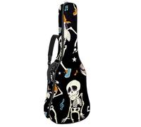 Luoweisi Guitar Bag Full Size, 39 40 41inch Acoustic Classical Guitar Gig Bag 10mm Thick Padded, Funny Skeleton Dancing Musical Notes Guitar Case Waterproof with Pocket Adjustable Shoulder Strap