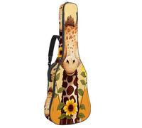 Luoweisi Guitar Bag Full Size, 39 40 41inch Acoustic Classical Guitar Gig Bag 10mm Thick Padded, Giraffe Sunflower Guitar Case Waterproof with Pocket Adjustable Shoulder Strap, Shockproof