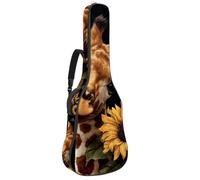 Luoweisi Guitar Bag Full Size, 39 40 41inch Acoustic Classical Guitar Gig Bag 10mm Thick Padded, Giraffe Sunflower Guitar Case Waterproof with Pocket Adjustable Shoulder Strap, Shockproof