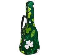 Luoweisi Guitar Bag Full Size, 39 40 41inch Acoustic Classical Guitar Gig Bag 10mm Thick Padded, Green White Clovers Guitar Case Waterproof with Pocket Adjustable Shoulder Strap, Shockproof