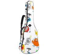 Luoweisi Guitar Bag Full Size, 39 40 41inch Acoustic Classical Guitar Gig Bag 10mm Thick Padded, Hand Drawn Colorful Monsters Music Guitar Case Waterproof with Pocket Adjustable Shoulder Strap