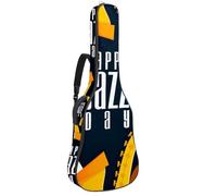 Luoweisi Guitar Bag Full Size, 39 40 41inch Acoustic Classical Guitar Gig Bag 10mm Thick Padded, Happy Jazz Day Music Guitar Case Waterproof with Pocket Adjustable Shoulder Strap, Shockproof