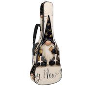 Luoweisi Guitar Bag Full Size, 39 40 41inch Acoustic Classical Guitar Gig Bag 10mm Thick Padded, Happy New Years Gnomes Guitar Case Waterproof with Pocket Adjustable Shoulder Strap, Shockproof