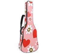 Luoweisi Guitar Bag Full Size, 39 40 41inch Acoustic Classical Guitar Gig Bag 10mm Thick Padded, Love Hearts Daisy Floral Guitar Case Waterproof with Pocket Adjustable Shoulder Strap, Shockproof