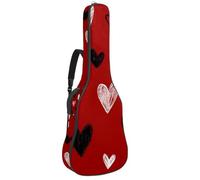 Luoweisi Guitar Bag Full Size, 39 40 41inch Acoustic Classical Guitar Gig Bag 10mm Thick Padded, Love Heart Guitar Case Waterproof with Pocket Adjustable Shoulder Strap, Shockproof