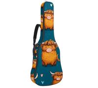 Luoweisi Guitar Bag Full Size, 39 40 41inch Acoustic Classical Guitar Gig Bag 10mm Thick Padded, Love Hearts Highland Cow Guitar Case Waterproof with Pocket Adjustable Shoulder Strap, Shockproof