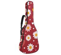 Luoweisi Guitar Bag Full Size, 39 40 41inch Acoustic Classical Guitar Gig Bag 10mm Thick Padded, Love Heart Daisy Guitar Case Waterproof with Pocket Adjustable Shoulder Strap, Shockproof