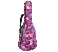 Luoweisi Guitar Bag Full Size, 39 40 41inch Acoustic Classical Guitar Gig Bag 10mm Thick Padded, Mosaic Pink Geometric Guitar Case Waterproof with Pocket Adjustable Shoulder Strap, Shockproof