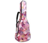 Luoweisi Guitar Bag Full Size, 39 40 41inch Acoustic Classical Guitar Gig Bag 10mm Thick Padded, Pink Mosaic Geometric Guitar Case Waterproof with Pocket Adjustable Shoulder Strap, Shockproof
