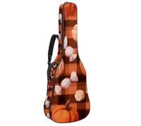 Luoweisi Guitar Bag Full Size, 39 40 41inch Acoustic Classical Guitar Gig Bag 10mm Thick Padded, Pumpkin Candy Buffalo Plaid Guitar Case Waterproof with Pocket Adjustable Shoulder Strap