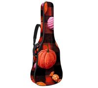 Luoweisi Guitar Bag Full Size, 39 40 41inch Acoustic Classical Guitar Gig Bag 10mm Thick Padded, Pumpkin Candy Buffalo Plaid Guitar Case Waterproof with Pocket Adjustable Shoulder Strap