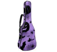 Luoweisi Guitar Bag Full Size, 39 40 41inch Acoustic Classical Guitar Gig Bag 10mm Thick Padded, Pumpkin Spider Bats Guitar Case Waterproof with Pocket Adjustable Shoulder Strap, Shockproof