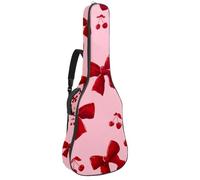Luoweisi Guitar Bag Full Size, 39 40 41inch Acoustic Classical Guitar Gig Bag 10mm Thick Padded, Red Bows Cherries Guitar Case Waterproof with Pocket Adjustable Shoulder Strap, Shockproof