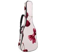 Luoweisi Guitar Bag Full Size, 39 40 41inch Acoustic Classical Guitar Gig Bag 10mm Thick Padded, Red Cherries Bows Guitar Case Waterproof with Pocket Adjustable Shoulder Strap, Shockproof