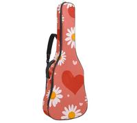 Luoweisi Guitar Bag Full Size, 39 40 41inch Acoustic Classical Guitar Gig Bag 10mm Thick Padded, Red Love Heart Daisy Guitar Case Waterproof with Pocket Adjustable Shoulder Strap, Shockproof