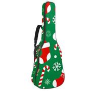 Luoweisi Guitar Bag Full Size, 39 40 41inch Acoustic Classical Guitar Gig Bag 10mm Thick Padded, Reindeer Candy Canes Christmas Guitar Case Waterproof with Pocket Adjustable Shoulder Strap