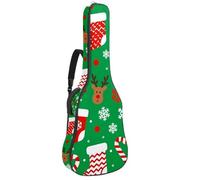 Luoweisi Guitar Bag Full Size, 39 40 41inch Acoustic Classical Guitar Gig Bag 10mm Thick Padded, Reindeer Candy Canes Xmas Guitar Case Waterproof with Pocket Adjustable Shoulder Strap