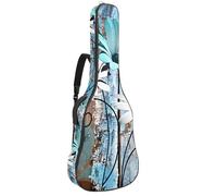 Luoweisi Guitar Bag Full Size, 39 40 41inch Acoustic Classical Guitar Gig Bag 10mm Thick Padded, Rustic Teal Turquoise Daisy Guitar Case Waterproof with Pocket Adjustable Shoulder Strap